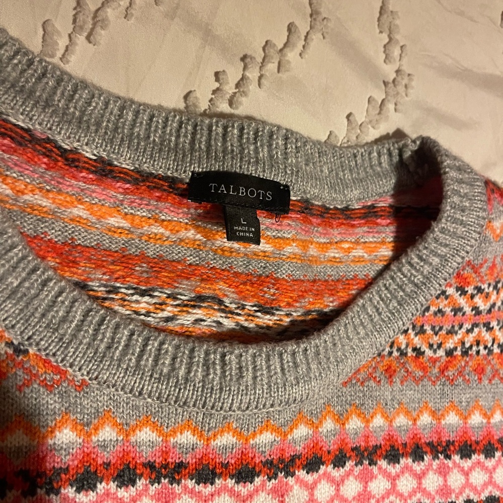 Talbots Multicolor Patterned Crew Neck Sweater - image 2